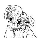 A pitbull and a cocker spaniel sharing a tropical fruit smoothie on a hammock tattoo design idea