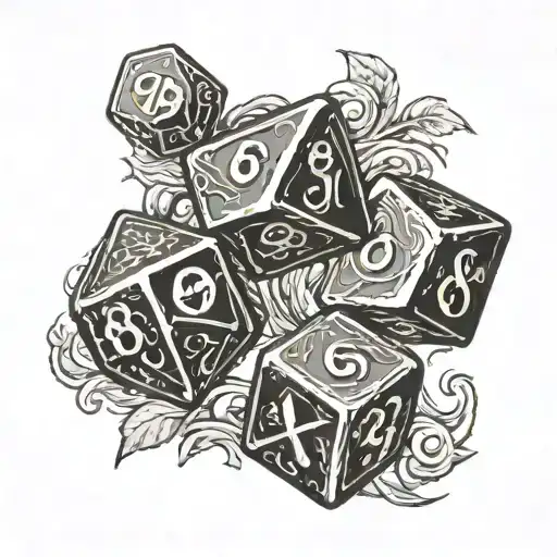Two Dungeons and Dragons Dice. One is number 8 and one is number 3  tattoo design idea