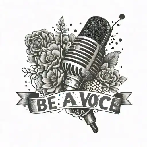 A microphone with the quote 'be a voice not an echo' wrapped around it, reminding the wearer to stay true to their unique musical style tattoo design idea