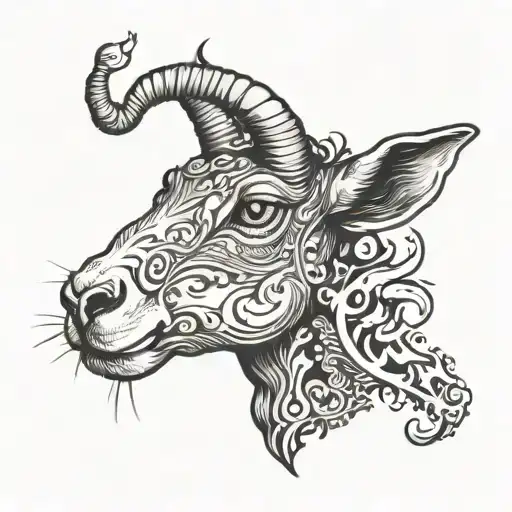 sacrificial lamb spewing fire through nose tattoo design idea