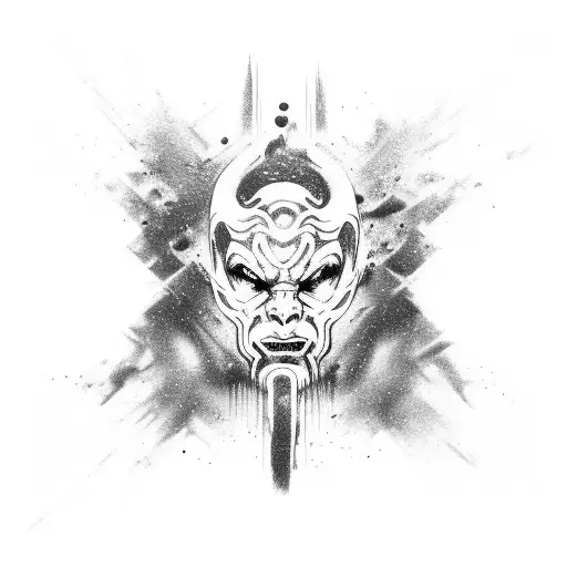 A dynamic composition of a kickboxer surrounded by swirling energy tattoo design idea