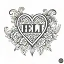 name eli with heart shape tattoo design idea
