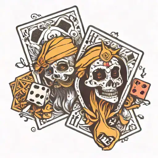Laugh Now Cry Later Face, Deck of Cards, Khalsa, Dice, Sucess tattoo design idea