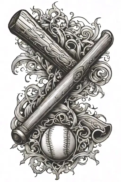 baseball bat crossed tattoo design idea