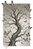 leafless tree surrounded with butterflies  tattoo design idea