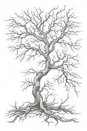 leafless tree with root growing tattoo design idea