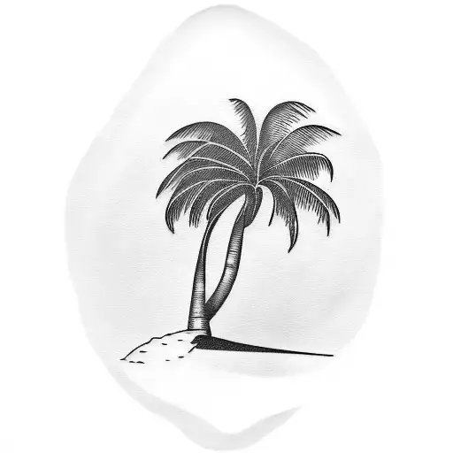 Black and white surfer coconut tree tattoo Vector Image