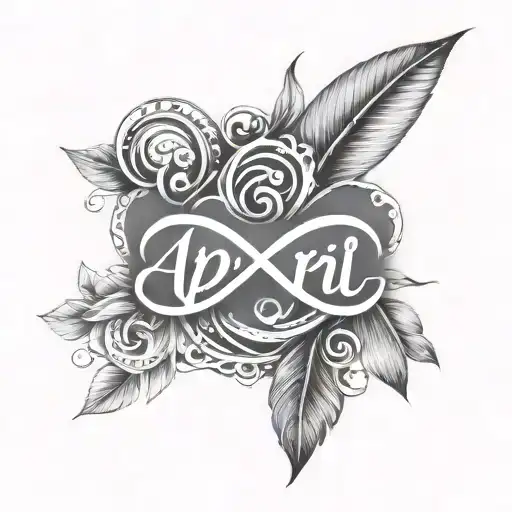 name "April" with infinity and laurel tattoo design idea