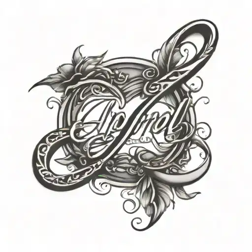 name "April" with infinity and laurel tattoo design idea