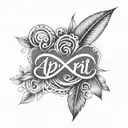 name "April" with infinity and laurel tattoo design idea