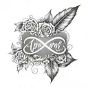 name "April" with infinity and laurel tattoo design idea