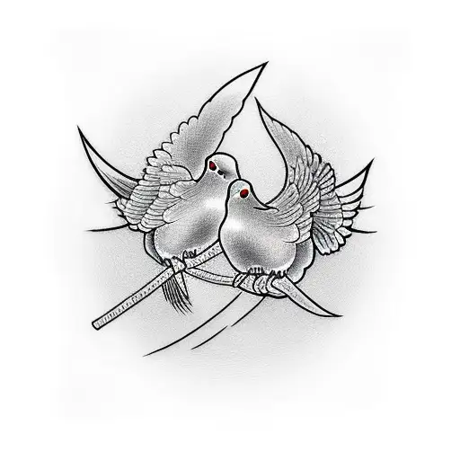 mourning doves tattoo design idea