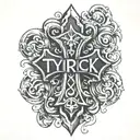 Tyrick name as a cross made tattoo design idea