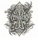 Tyrick name as a cross made tattoo design idea