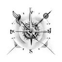 Salvador dali clock with compass on hour 09:10:08 tattoo design idea