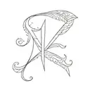letters R O N A I with a knife tattoo design idea