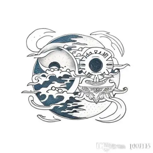 Sun and Moon tattoo design idea