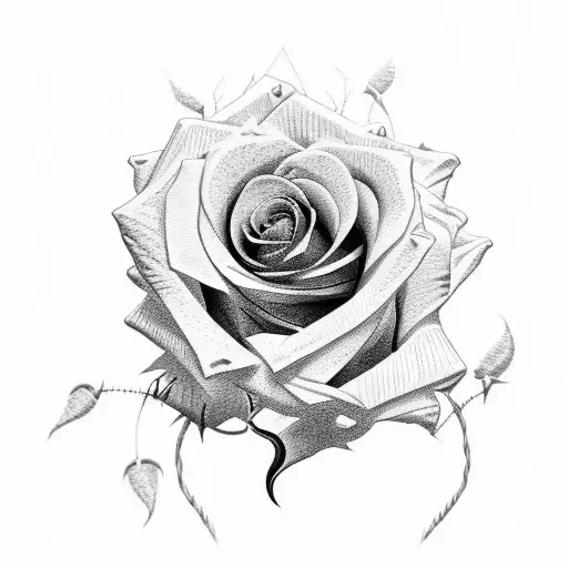 roses with barbed wire tattoo design idea