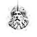 zeus con espada cuerpo completo tattoo design idea
