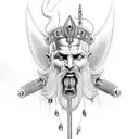 zeus con espada cuerpo completo tattoo design idea
