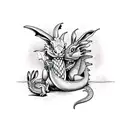 dragon eating rabbit tattoo design idea
