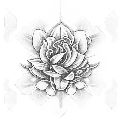 shattered diamond with Peruvian lily tattoo design idea
