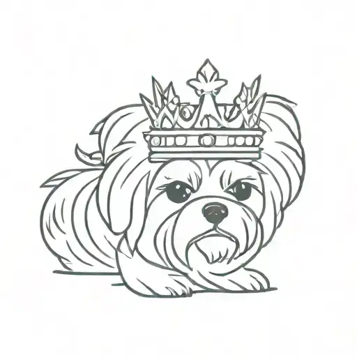maltese dog with crown  tattoo design idea