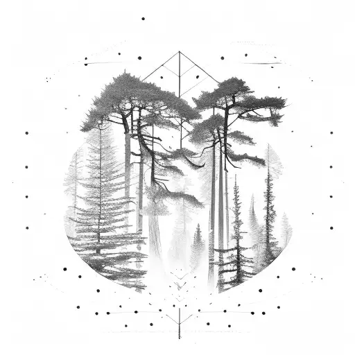 cedar and redwood and oak trees tattoo design idea
