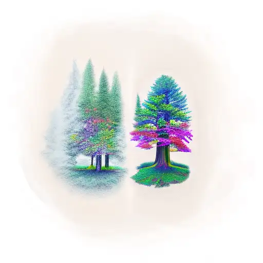 cedar and redwood and oak trees tattoo design idea
