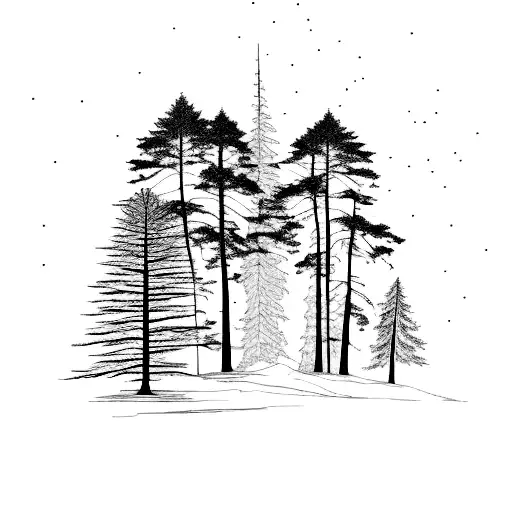 cedar and redwood and oak trees tattoo design idea