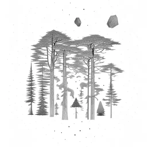 cedar and redwood and oak trees tattoo design idea
