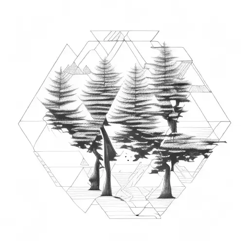 cedar and redwood and oak trees tattoo design idea