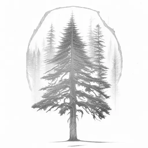 cedar with redwood tree with oak tree tattoo design idea