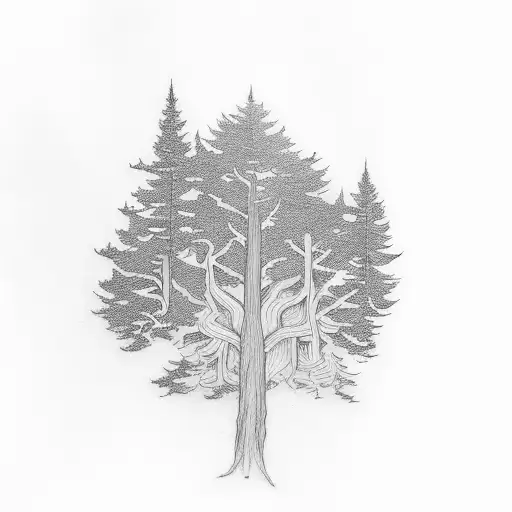 Cedar Redwood and Oak tree tattoo design idea