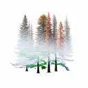 cedar tree and redwood tree and oak tree tattoo design idea
