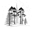 cedar and redwood and oak trees tattoo design idea