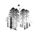cedar and redwood and oak trees tattoo design idea