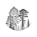 cedar and redwood and oak trees tattoo design idea