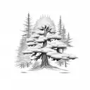 Cedar Tree And Redwood Tree And Oak Tree tattoo design idea