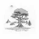 Cedar Tree And Redwood Tree And Oak Tree tattoo design idea