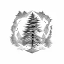 cedar tree with redwood tree with oak tree tattoo design idea