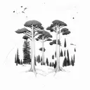 cedar and redwood and oak trees tattoo design idea