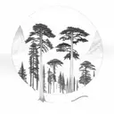 cedar and redwood and oak trees tattoo design idea