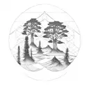 cedar and redwood and oak trees tattoo design idea