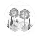 cedar and redwood and oak trees tattoo design idea