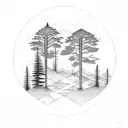 cedar and redwood and oak trees tattoo design idea