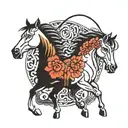 horses jing jang symbol tattoo design idea