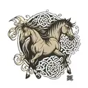 horses jing jang symbol tattoo design idea