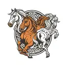 horses jing jang symbol tattoo design idea