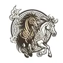 horses jing jang symbol tattoo design idea